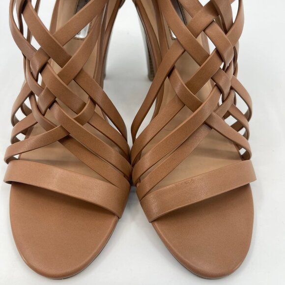 INC International Concepts Tan High Heel Sandals | Open Toe, Zip Closure - Picture 6 of 8